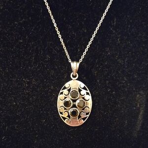 Smoky Quartz In Sterling Silver Pendant Necklace